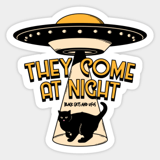 Aliens and Black Cat in yellow Sticker